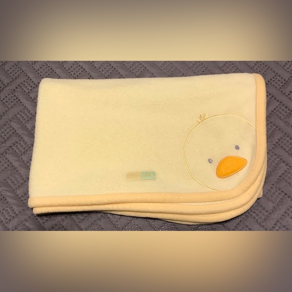 VTG Hug Me Carter's Yellow Fleece Chick Duck Baby Blanket Unisex 28x32”